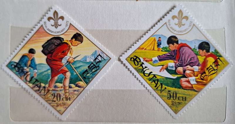 Bhutan 1972 60th Anniversary of Boy Scout Movement 2 Unused Hinged stamps