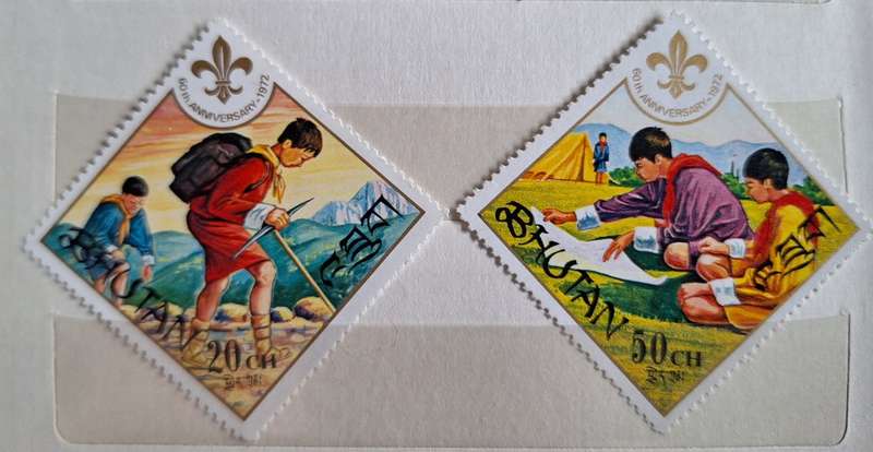 Bhutan 1972 60th Anniversary of Boy Scout Movement 2 Unused Hinged stamps
