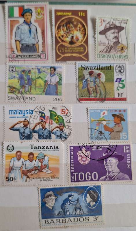 World Mix Theme Boy Scouts and Girl Guides 10 Used stamps