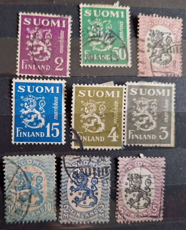 Finland Mixed Lot of 9 Used Hinged stamps