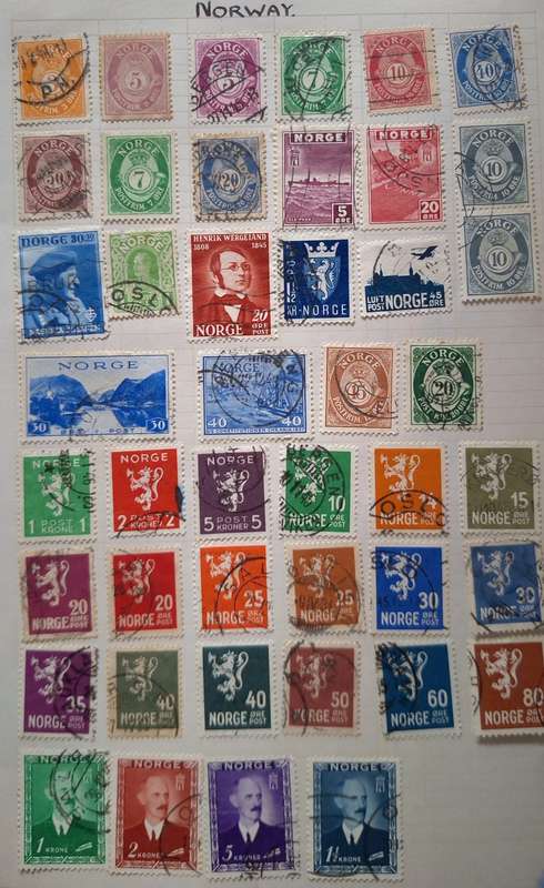 Norway Mixed Lot of 44 Used Hinged on Album Page