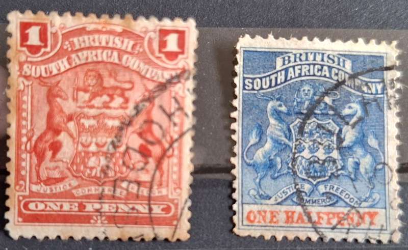 British South Africa Company 2 Used Hinged stamps