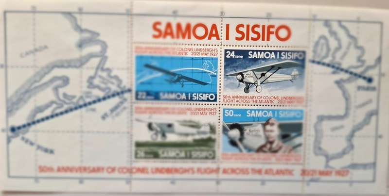 Samoa 1977 50th Anniversary of Col. Lindbergh`s Flight Across the Atlantic Unused Miniature Sheet