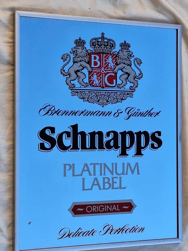 Framed Schnapps Platinum Label Bar/Pub Mirror