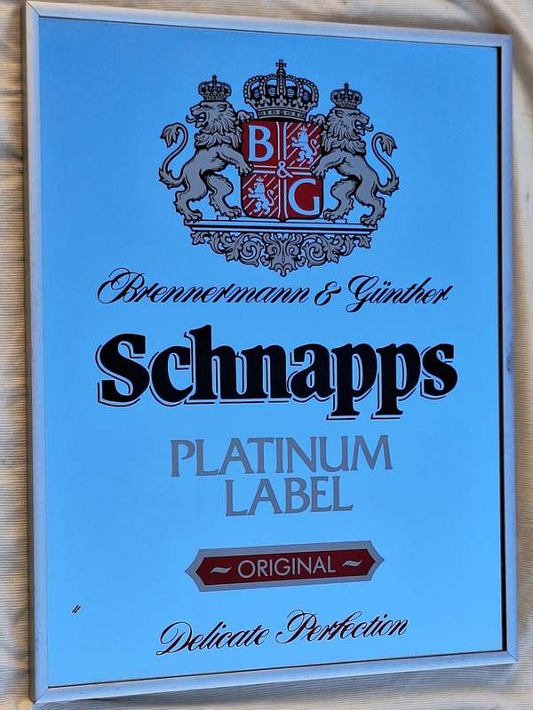 Framed Schnapps Platinum Label Bar/Pub Mirror