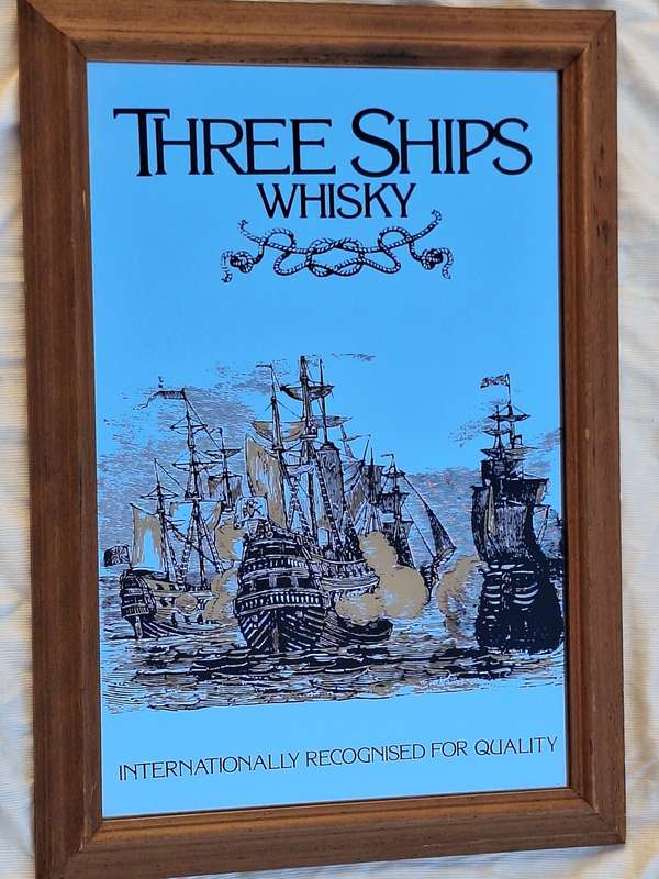 Framed Three Ships Whisky Bar/Pub Mirror