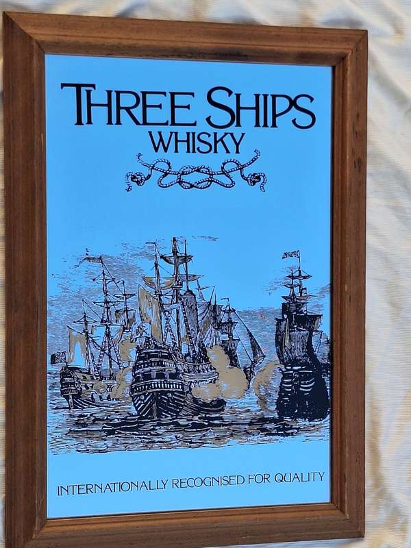Framed Three Ships Whisky Bar/Pub Mirror