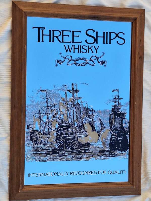Framed Three Ships Whisky Bar/Pub Mirror