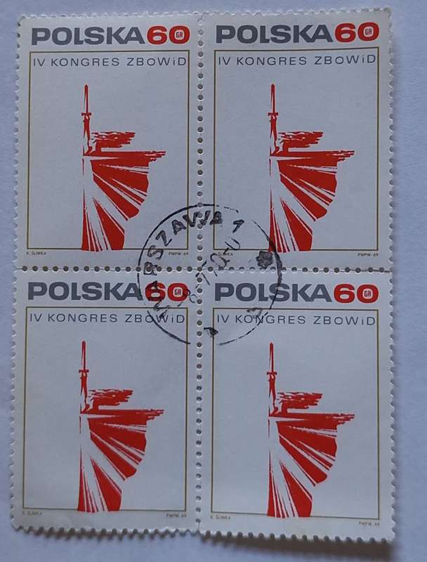 Poland 1969 4th Congress The Union Fighters For Freedom And Democracy Block of 4 Used stamps