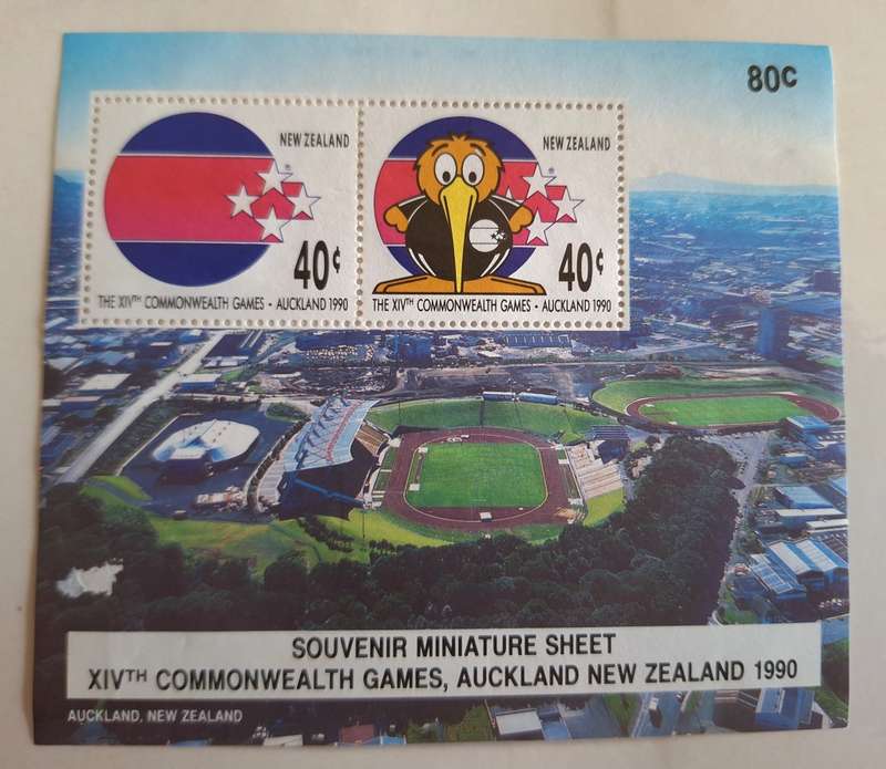 New Zealand 1990 Commonwealth Games Auckland Used Souvenir Miniature Sheet