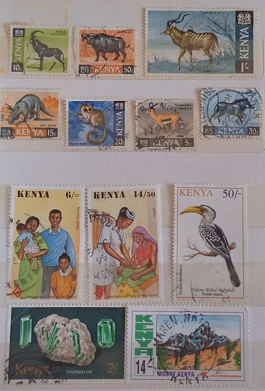 Kenya Mixed Lot of 12 Used some hinged stamps