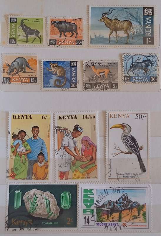 Kenya Mixed Lot of 12 Used some hinged stamps