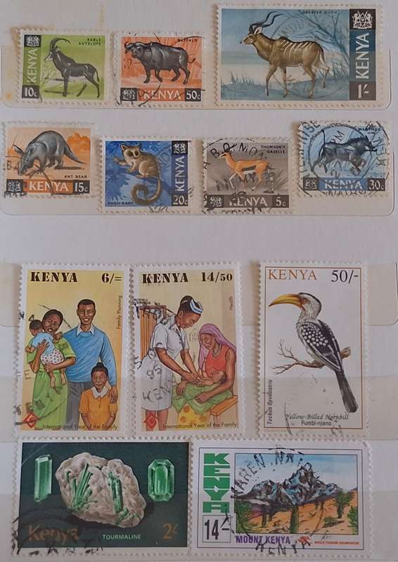 Kenya Mixed Lot of 12 Used some hinged stamps