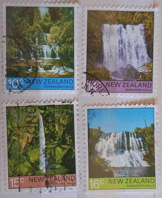 New Zealand 1976 Scenic Issue Waterfalls Set of 4 Used stamps