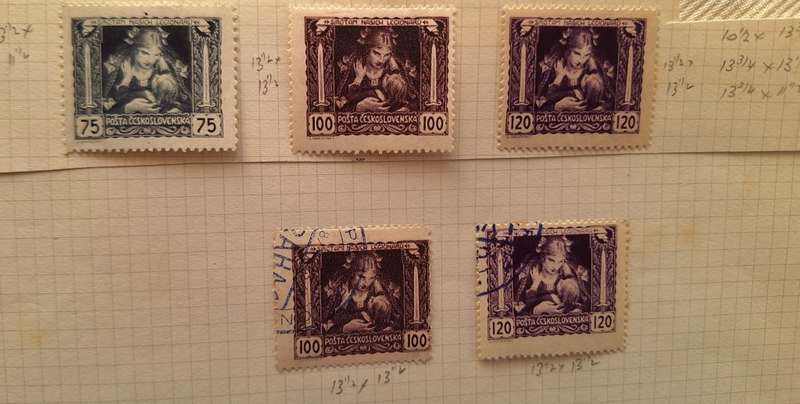 Czechoslovakia 1919 Legion Commemoration 3 Unused and 2 Used Hinged on Paper