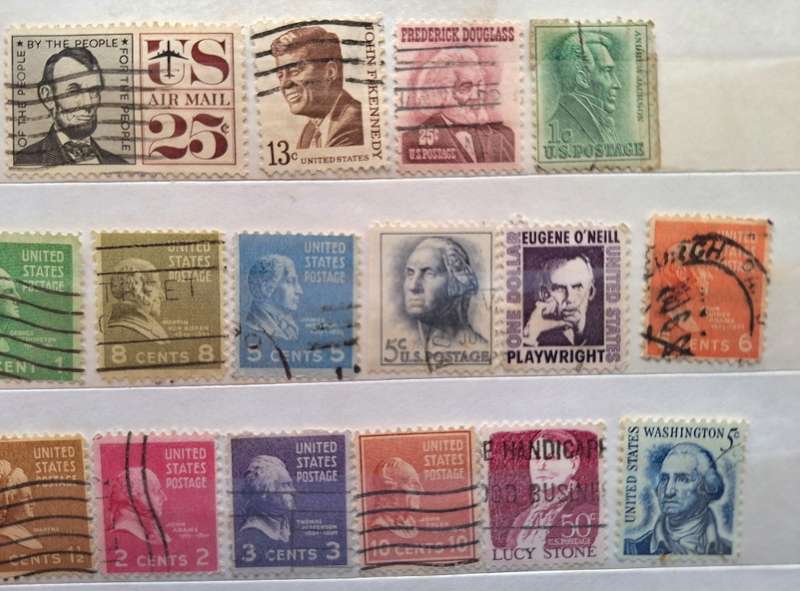 USA Mixed Lot of 16 Used Hinged Stamps