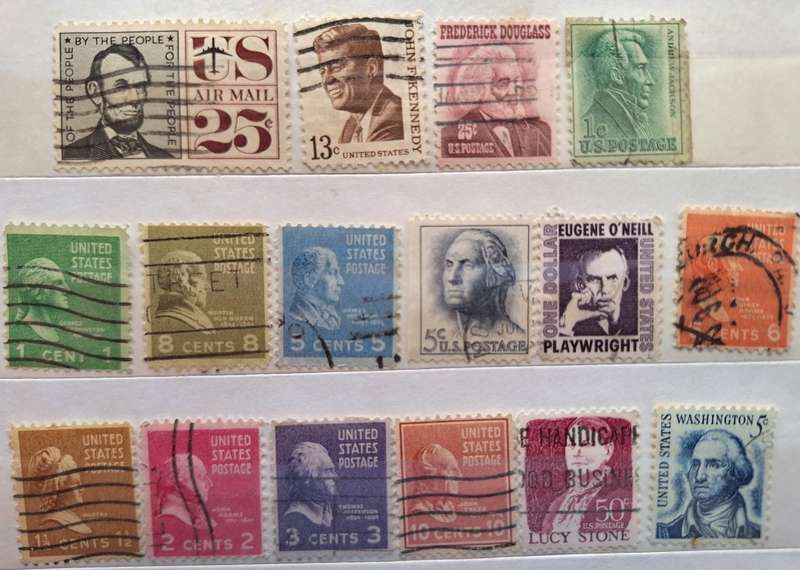 USA Mixed Lot of 16 Used Hinged Stamps