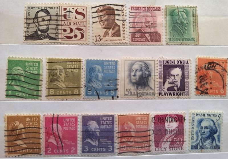 USA Mixed Lot of 16 Used Hinged Stamps