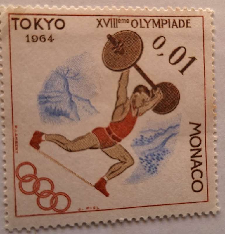 Monaco 1964 Olympics 1 Unused stamp
