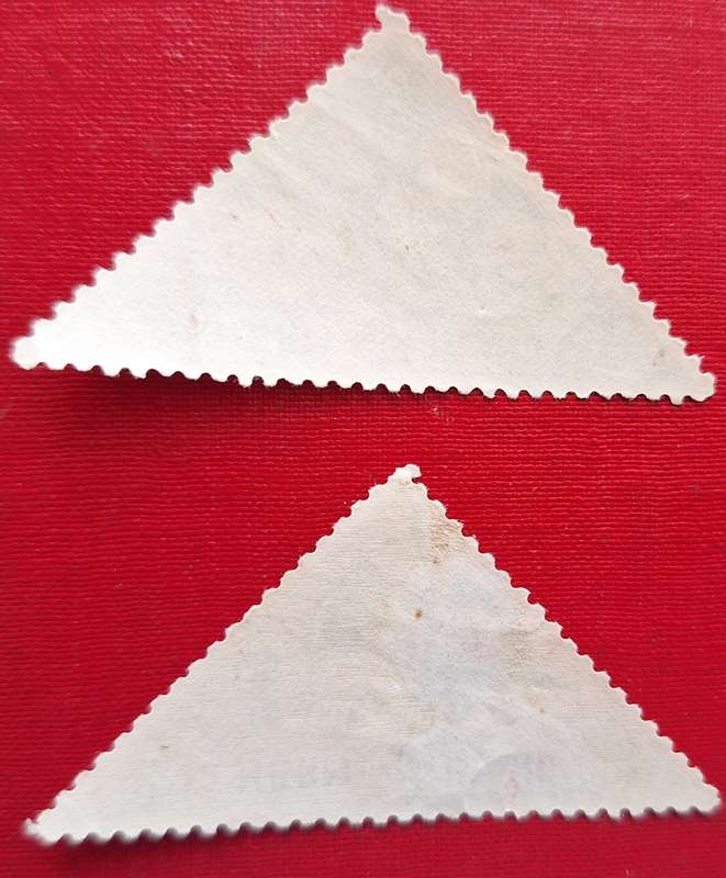 Herm Island 1954 2 Unused Triangular Cinderella Stamps