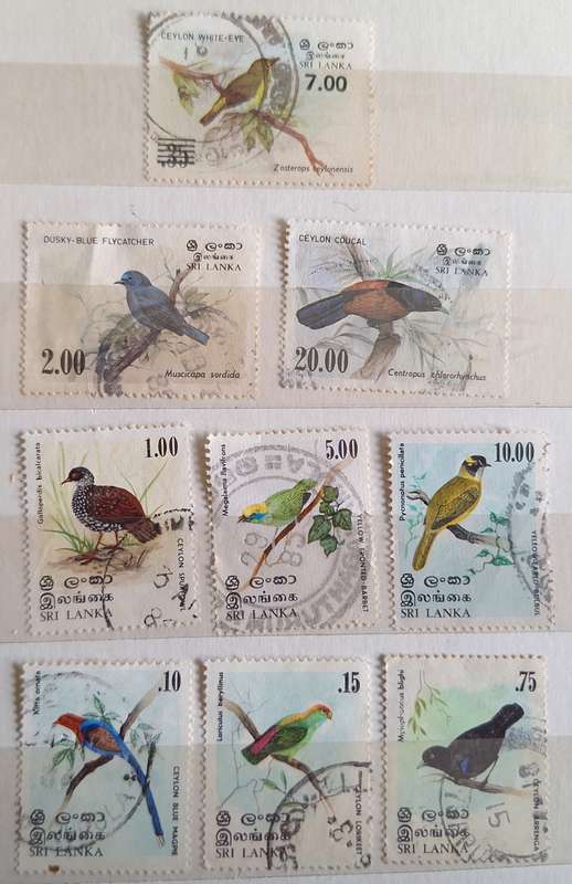 Sri Lanka Birds 1979 Set of 6 Used stamps and 1983 3 Used stamps 1 with Overprint