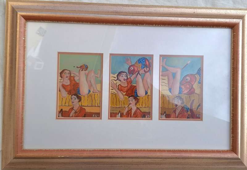 Mixed Media Paintings (3) Framed in sequence