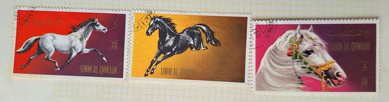 Umm al Qiwain 1972 Horse Breeds 3 Cancelled Hinged stamps
