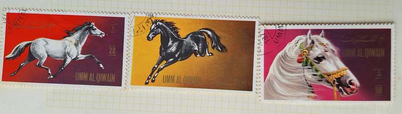 Umm al Qiwain 1972 Horse Breeds 3 Cancelled Hinged stamps