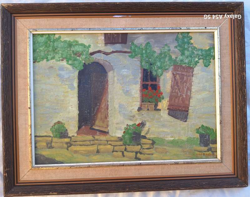 Framed Oil on Board of Buildings by C Leenheer