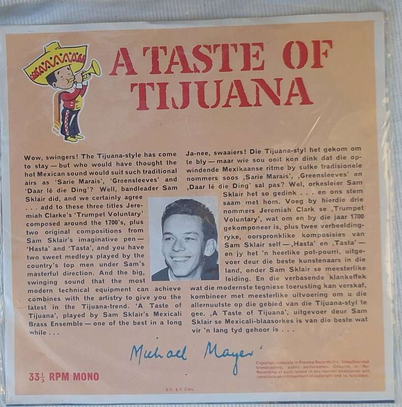 Sam Sklair, Mexicali Brass Ensemble A Taste Of Tijuana Preema PIC 1112 Vinyl, 7`, 33  RPM, EP, Mono