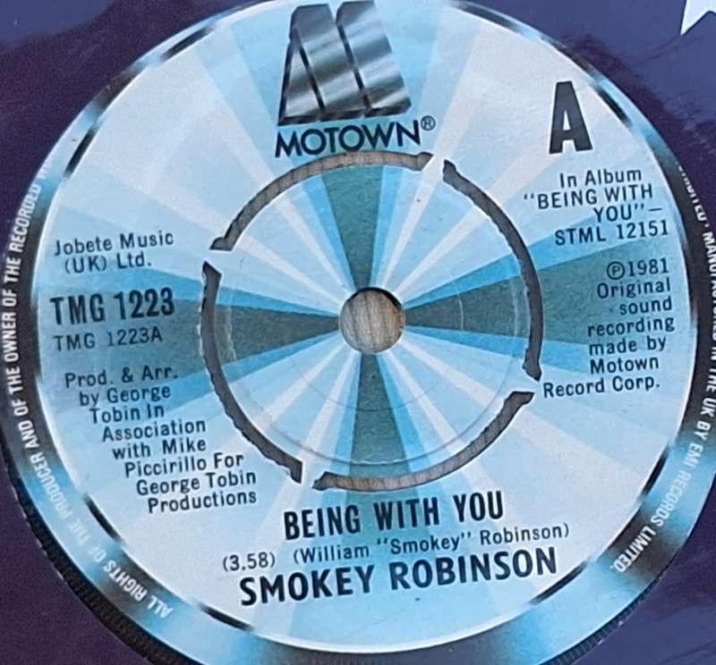 Smokey Robinson Being With You Motown TMG 1223 Vinyl, 7`, 45 RPM, Single, Knockout Centre 1981