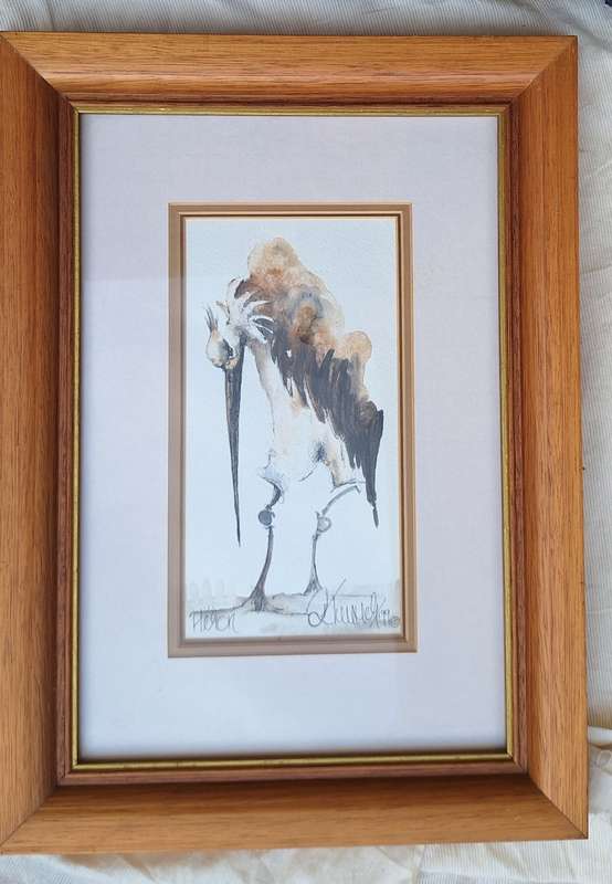 Framed Watercolour of Heron