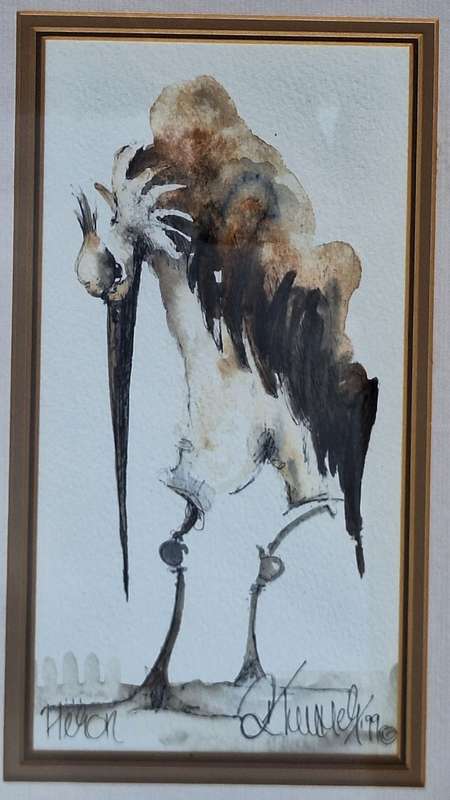 Framed Watercolour of Heron