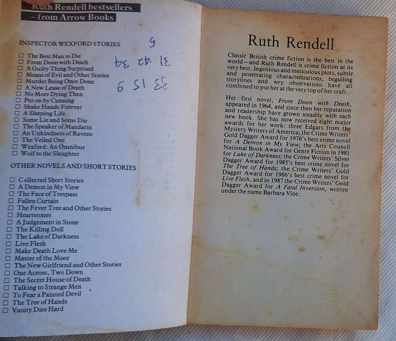 Murder Being Once Done by Ruth Rendell Paperback