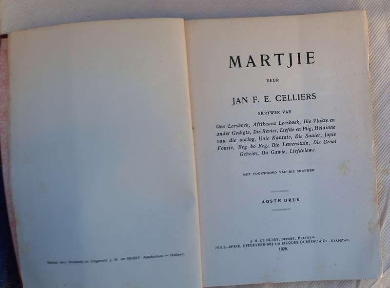 Martjie deur Jan F E Celliers Hardeband Agste Druk 1928
