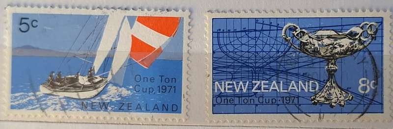 New Zealand 1971 One Ton Cup  Set of 2 Used Hinged stamps