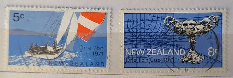 New Zealand 1971 One Ton Cup  Set of 2 Used Hinged stamps