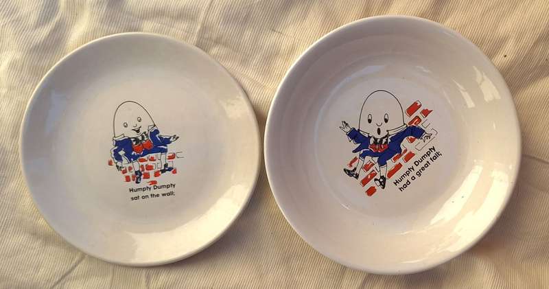 Child`s Humpty Dumpty Bowl and Side Plate Set by Norbel Potteries Zimbabwe
