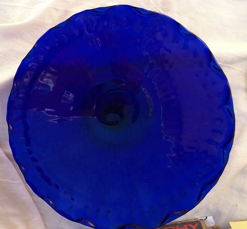 Blue Glass Pedestal Cake Stand