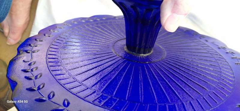 Blue Glass Pedestal Cake Stand