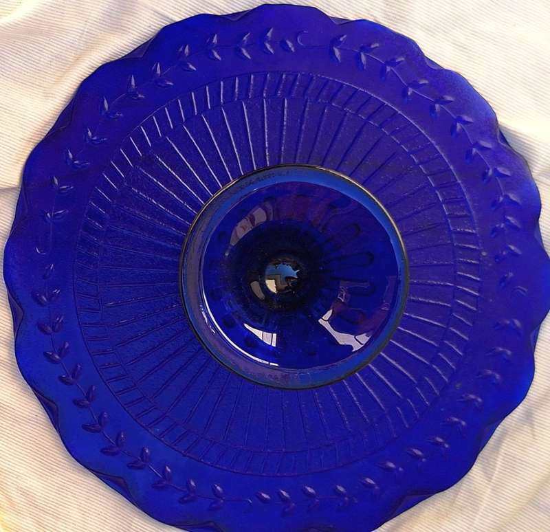 Blue Glass Pedestal Cake Stand