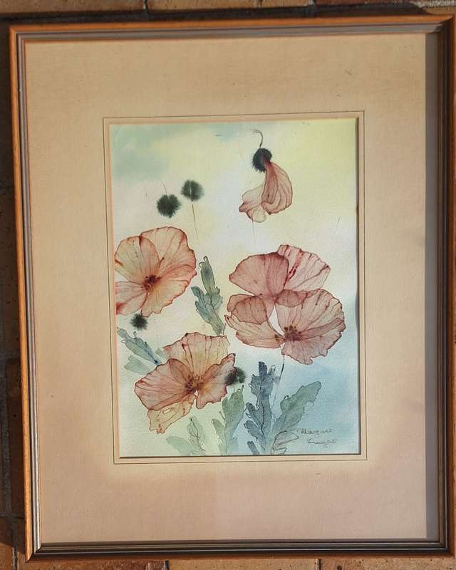 Framed Watercolour of Flowers by Margaret Dwight