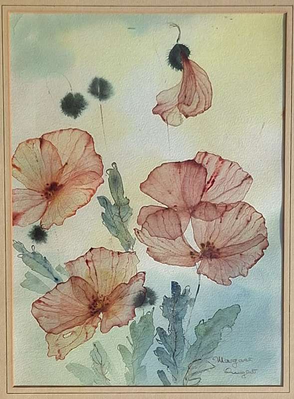 Framed Watercolour of Flowers by Margaret Dwight