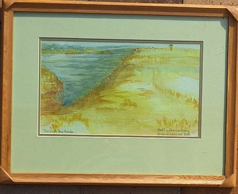 Framed Watercolour of Knysna Leasure Isle: Through the Heads by Betty Wannenburg