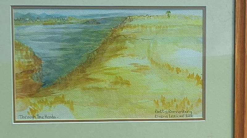 Framed Watercolour of Knysna Leasure Isle: Through the Heads by Betty Wannenburg