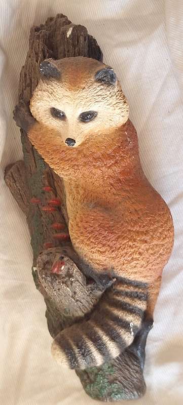 Vintage Bossons Chalkware Wall Hanging of Racoon on Tree