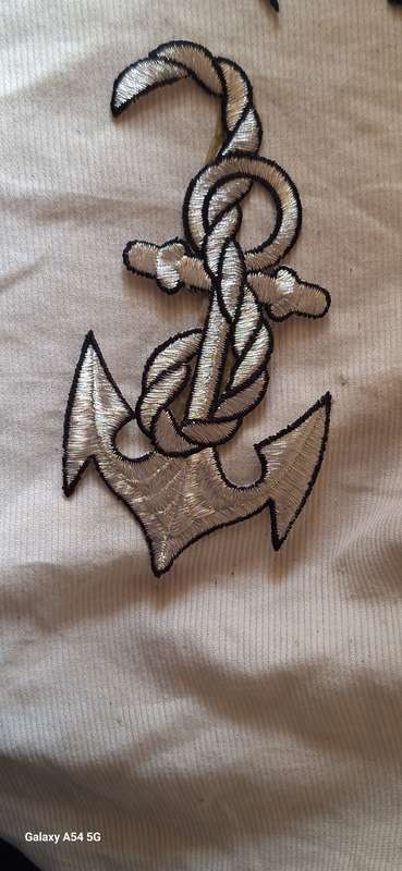 Embroidered Motif of Anchor Silver with black edge