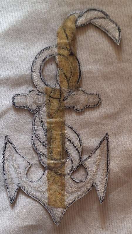 Embroidered Motif of Anchor Silver with black edge