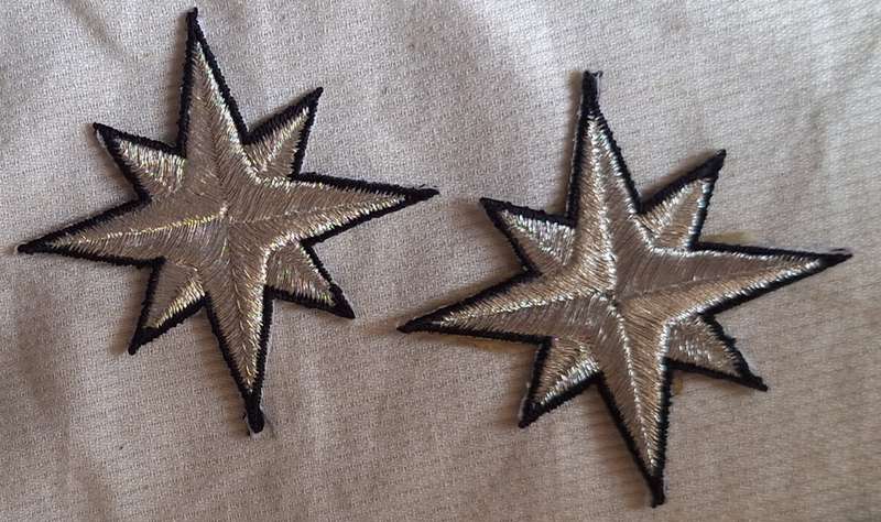 Embroidered Motif Silver with Black Edge 2 Stars