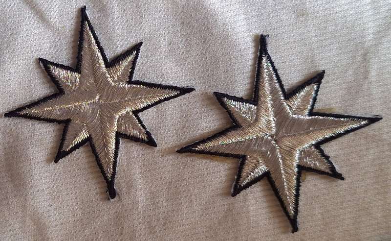 Embroidered Motif Silver with Black Edge 2 Stars
